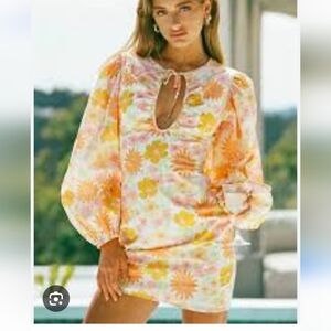 SABO Skir Size Xs Floral Print Dress with Balloon Sleeves New.